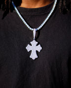 Diamond Trefoil Cross Pendant - 14K White Gold - Lavenir Jewelry