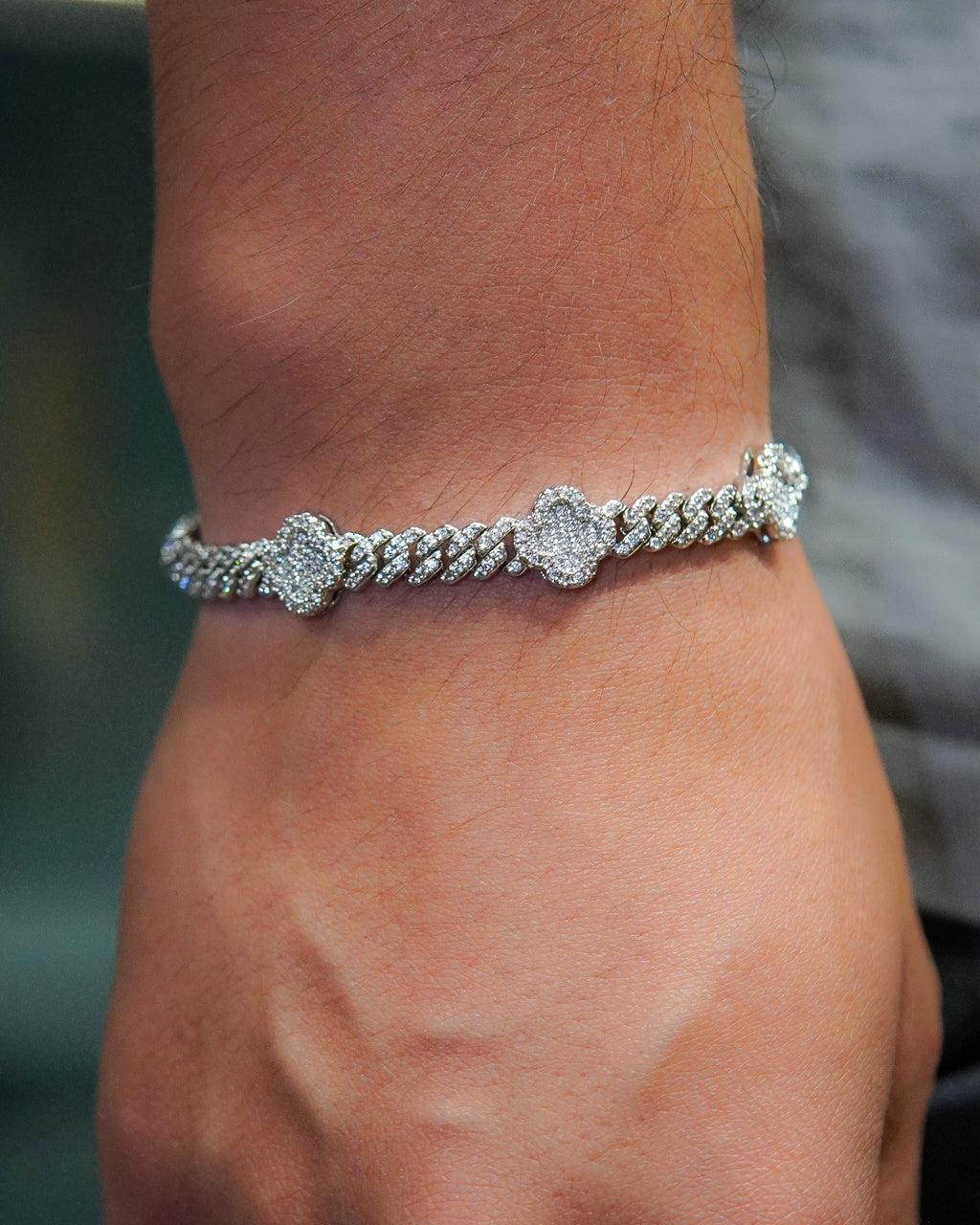 Diamond Clover Bracelet - 14K White Gold - Lavenir Jewelry